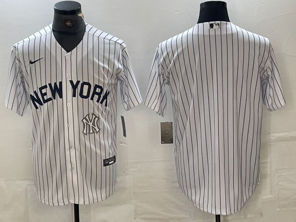 Men New York Yankees Blank White Stripe Game Nike 2024 MLB Jersey style 1